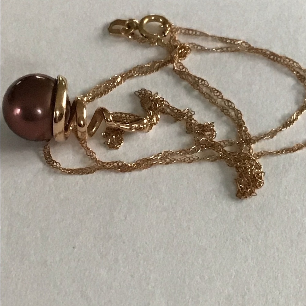 14K Rose Gold Rosey Chocolate Pearl Necklace Wow - Picture 6 of 9